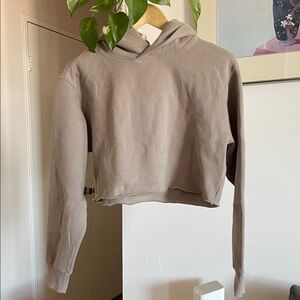 TNA Women's Cropped Taupe Hoodie Sweater